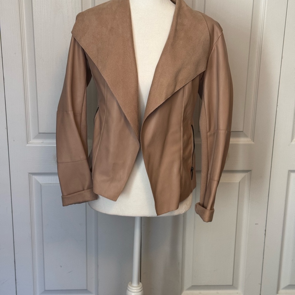 Dusty rose open front jacket